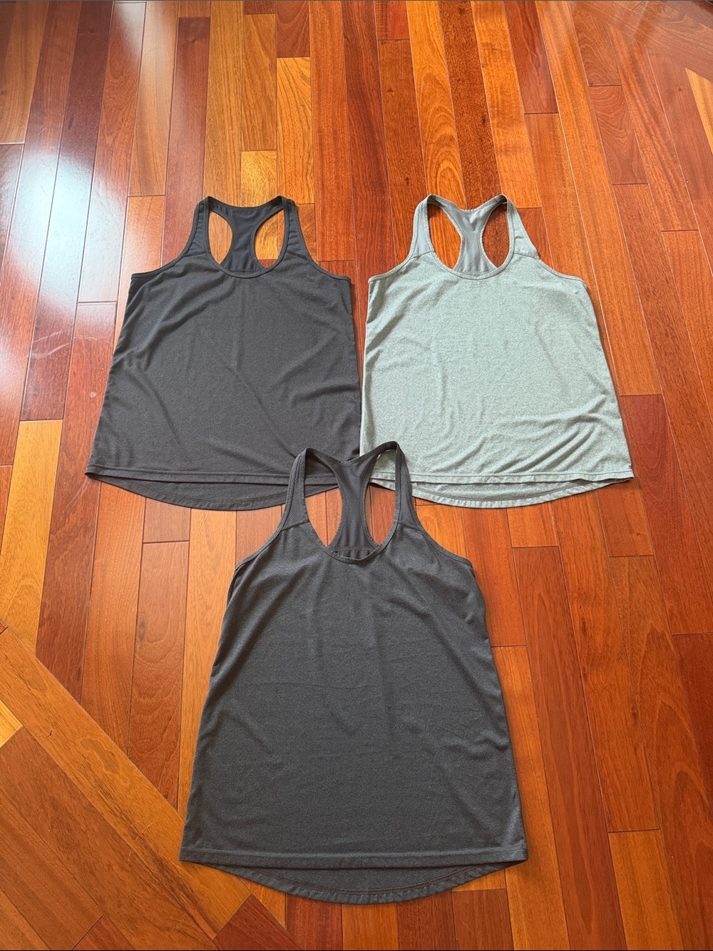 Xersion Racerback Tank Tops - Light Gray & and Two Dark Charcoal tanks
